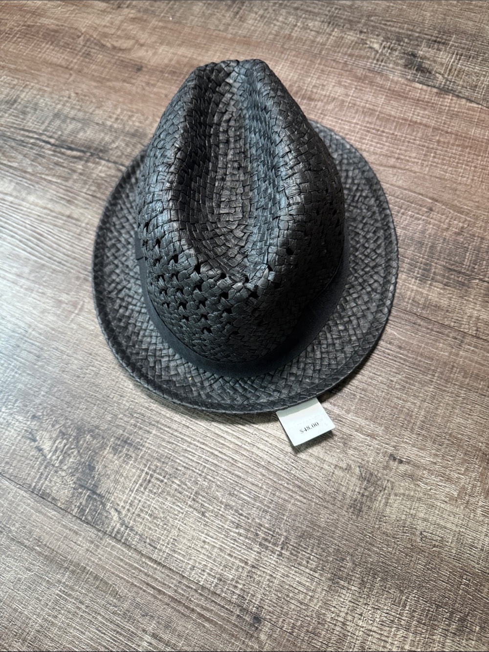 NWT White House Black Market Black Woven Straw Fedora